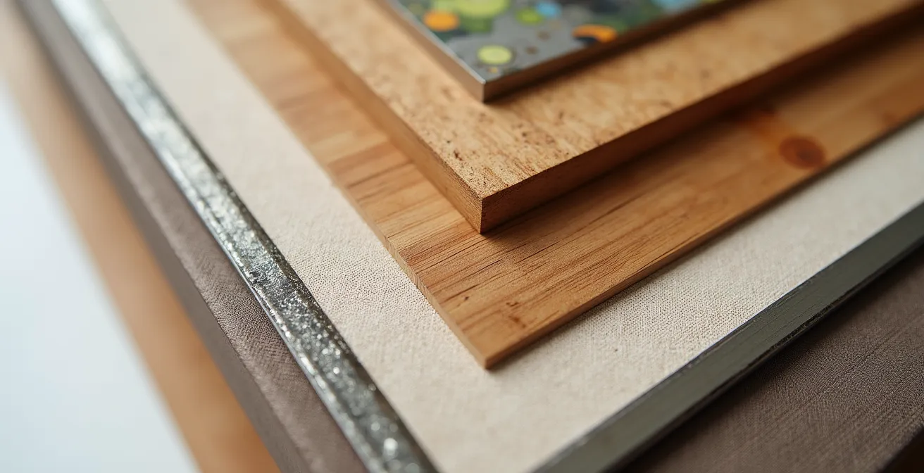 Macro shot of various framing materials and matting textures