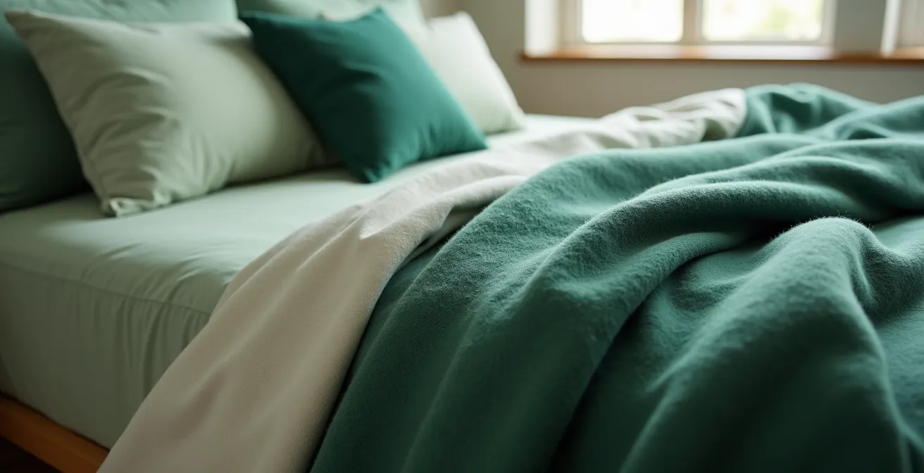 Bedroom showcasing balanced 60-30-10 color rule with subtle accent colors maintaining peaceful atmosphere