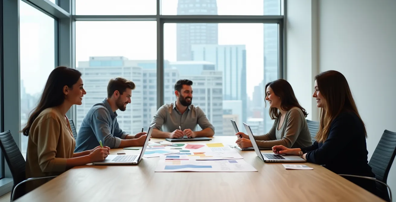 Harmonious meeting between creative and analytical team members