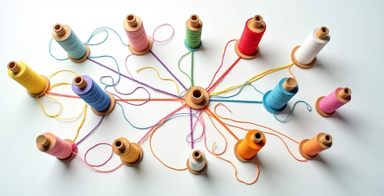 Abstract network visualization showing interconnected conversation threads