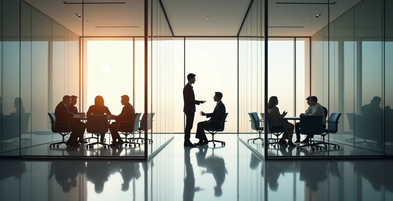 Abstract timeline visualization showing key negotiation moments in interview process